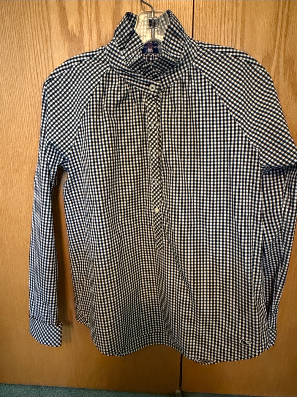 Vineyard Vines Navy and White Gingham Pullover Button Shirt
